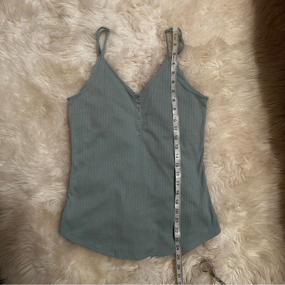 Mint Blue Ribbed Tank Top - Picture 4 of 6